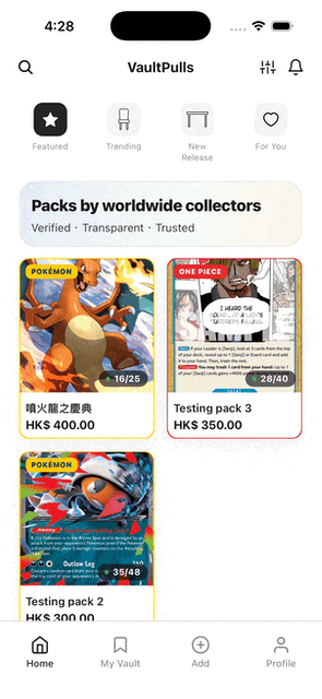 VaultPull App - Pack Opening